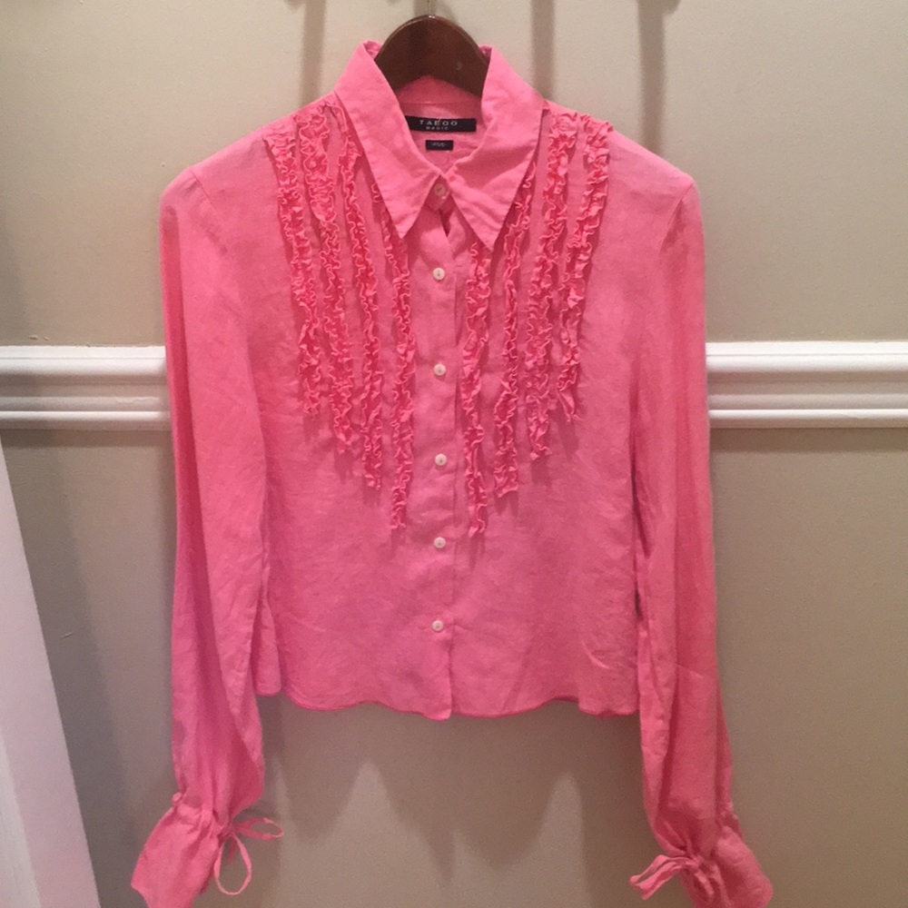 Taboo 100% linen pink & peach button down shirts.